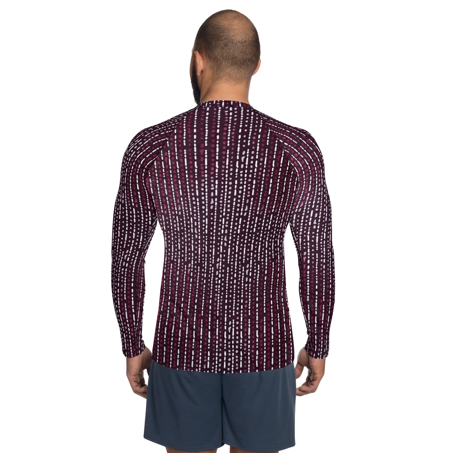 Burgundy Stripe Adire Men's Rash Guard