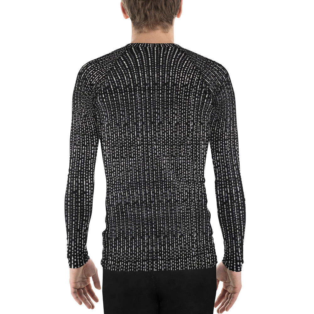 Grey Stripe Adire Men's Rash Guard