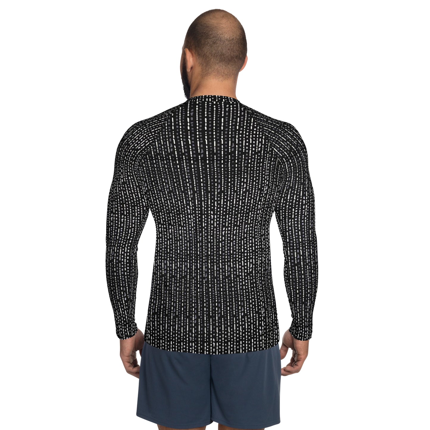 Grey Stripe Adire Men's Rash Guard