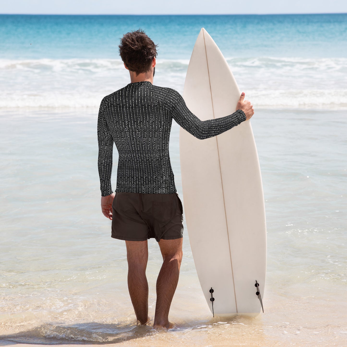 Grey Stripe Adire Men's Rash Guard