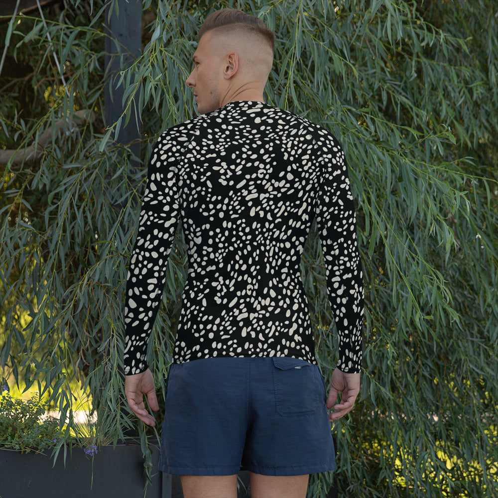 White Dots Adire Men's Rash Guard