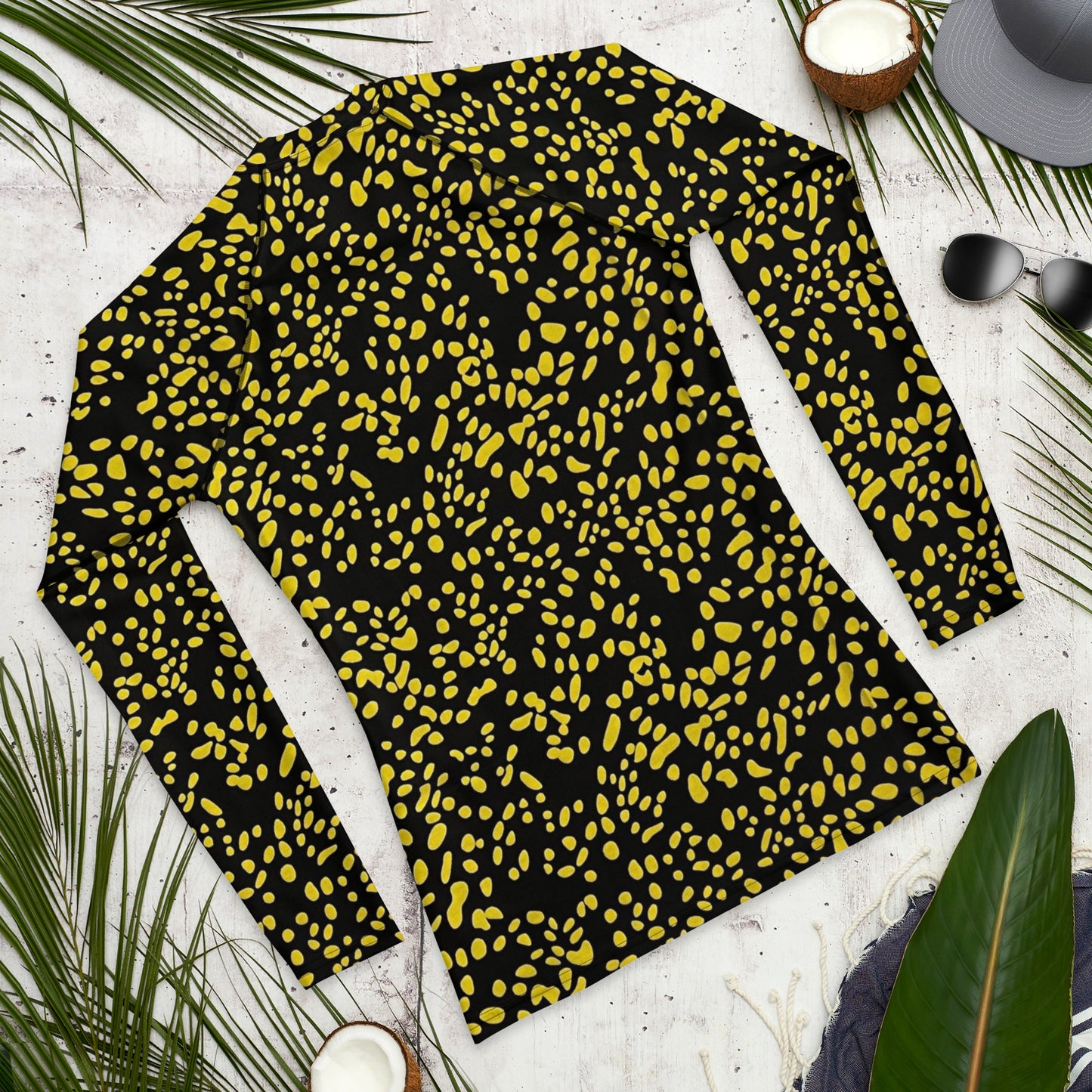 Yellow Dots Adire Men's Rash Guard