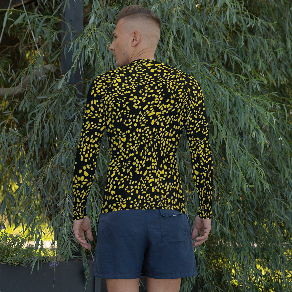 Yellow Dots Adire Men's Rash Guard