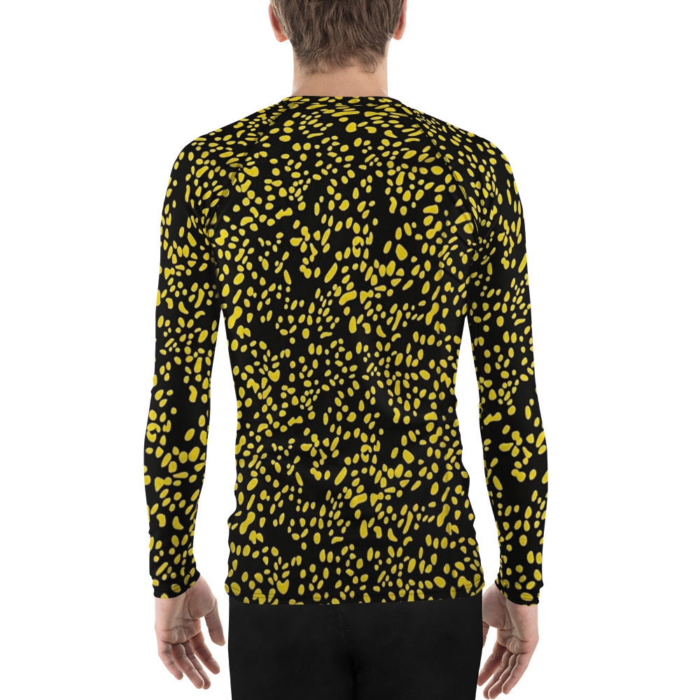 Yellow Dots Adire Men's Rash Guard