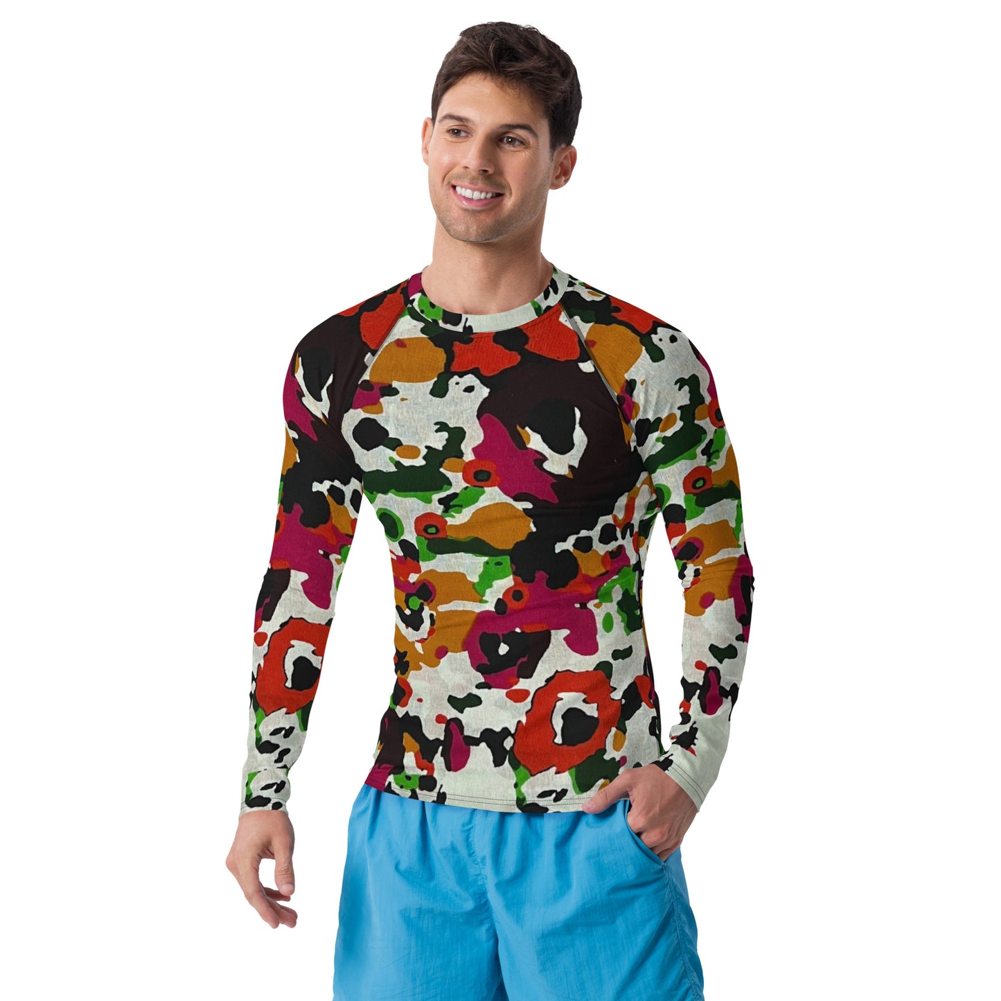 Multicolour Paint Ankara Men's Rash Guard