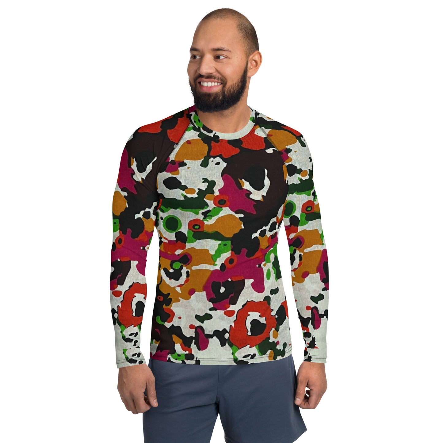 Multicolour Paint Ankara Men's Rash Guard