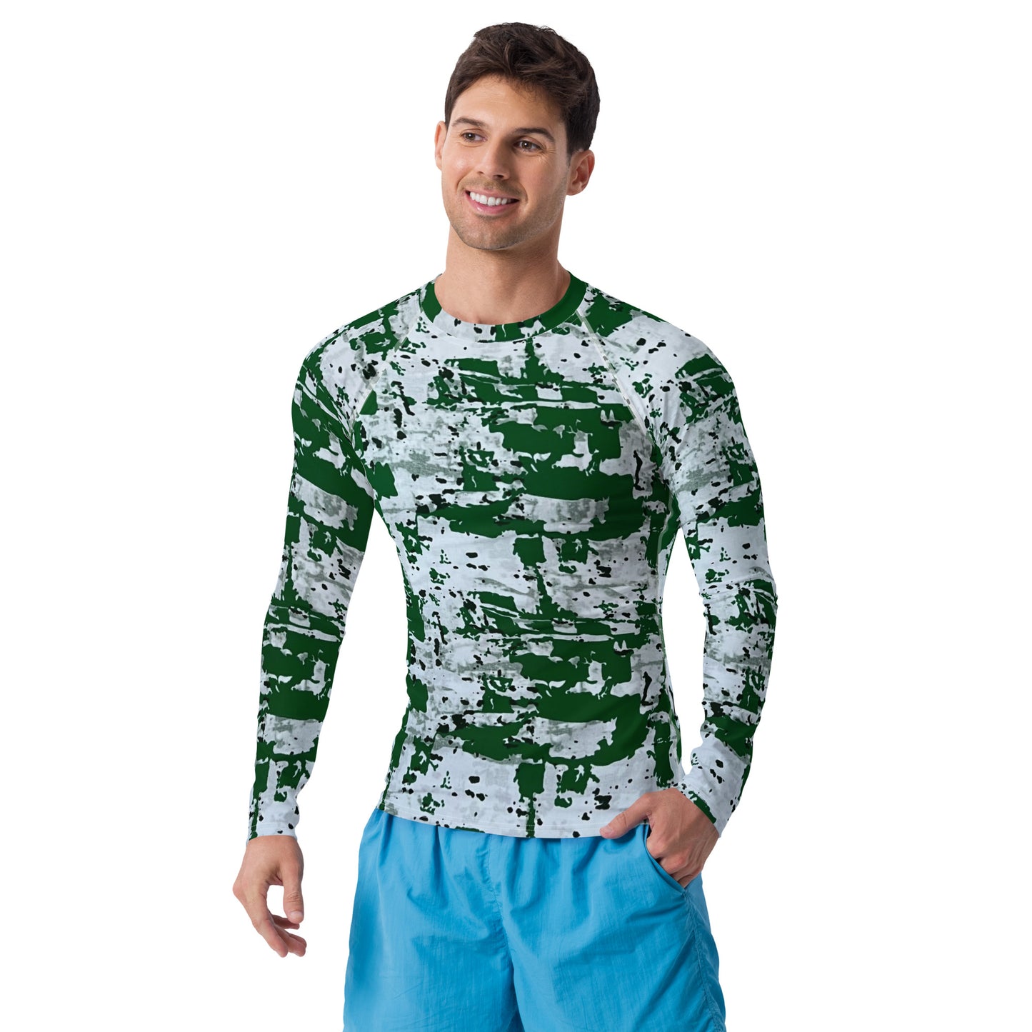 Green Camo Adire Men's Rash Guard