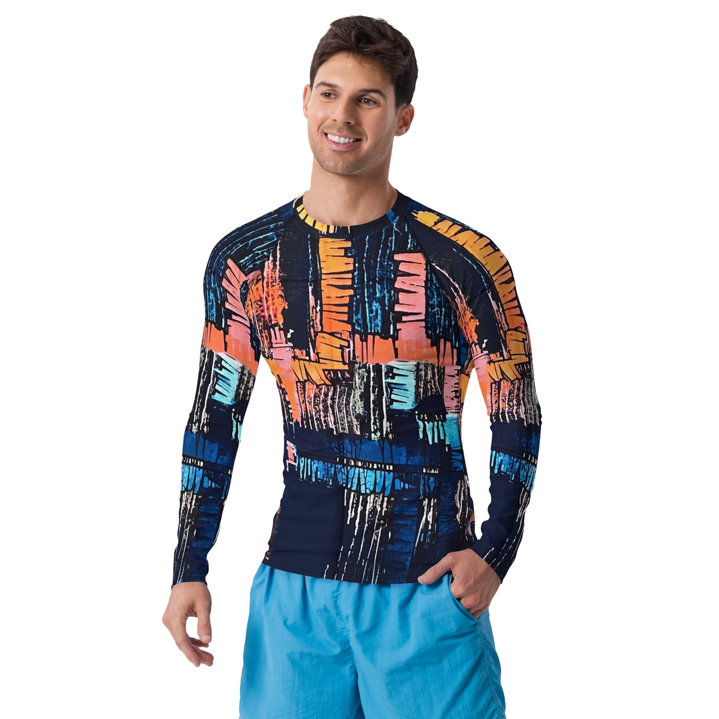 Colourful Adire Men's Rash Guard