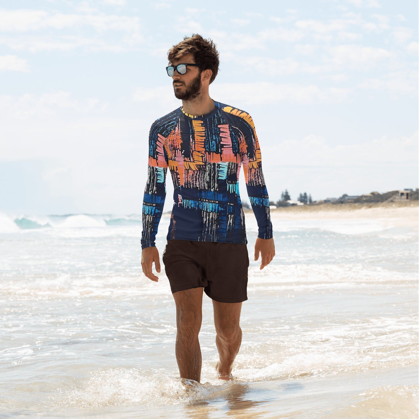 Colourful Adire Men's Rash Guard