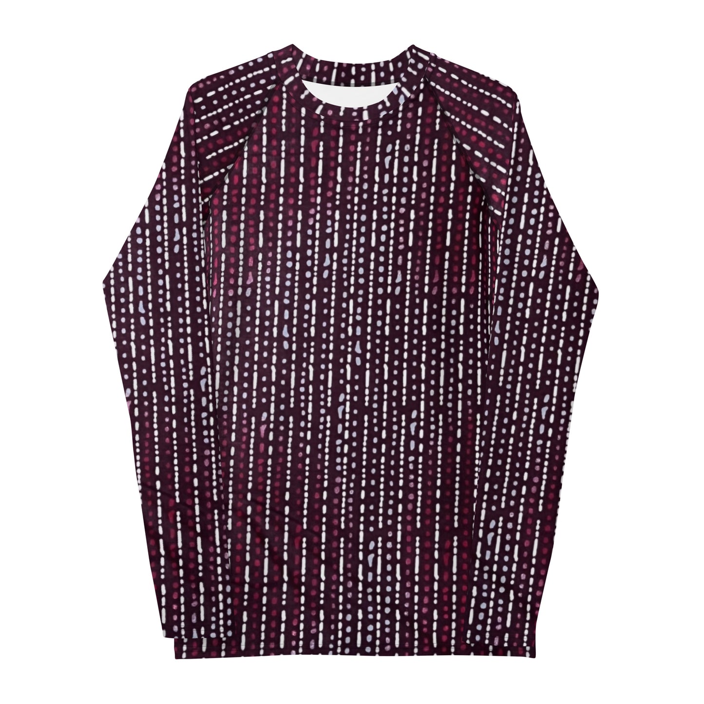 Burgundy Stripe Adire Men's Rash Guard