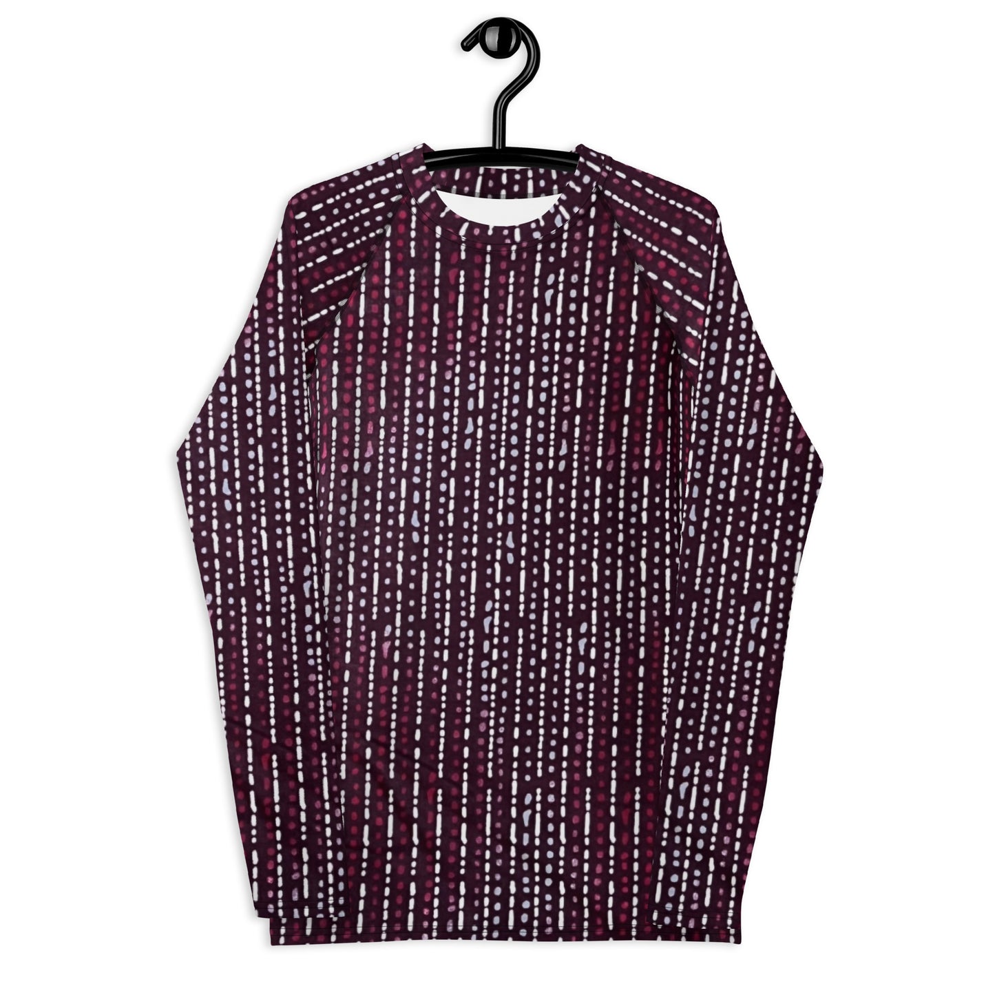 Burgundy Stripe Adire Men's Rash Guard