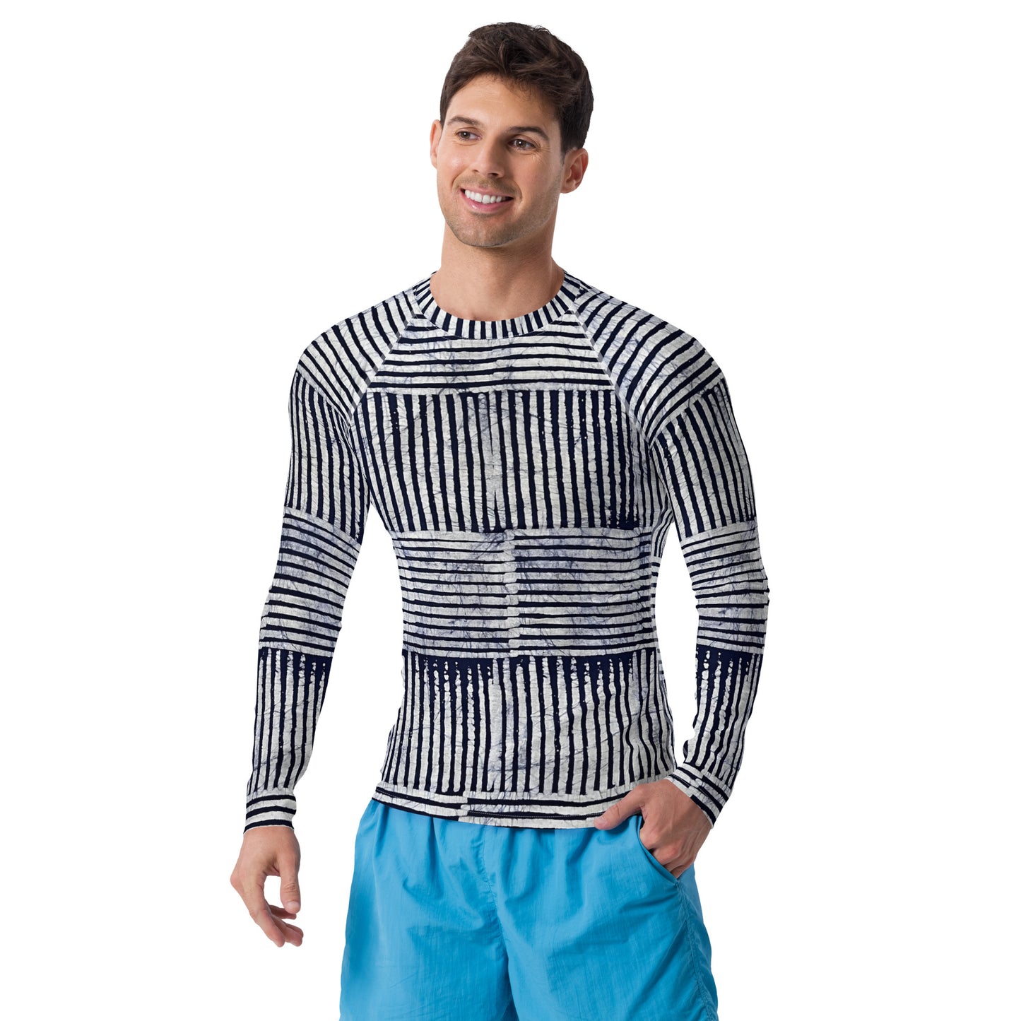 Stripey Adire Men's Rash Guard