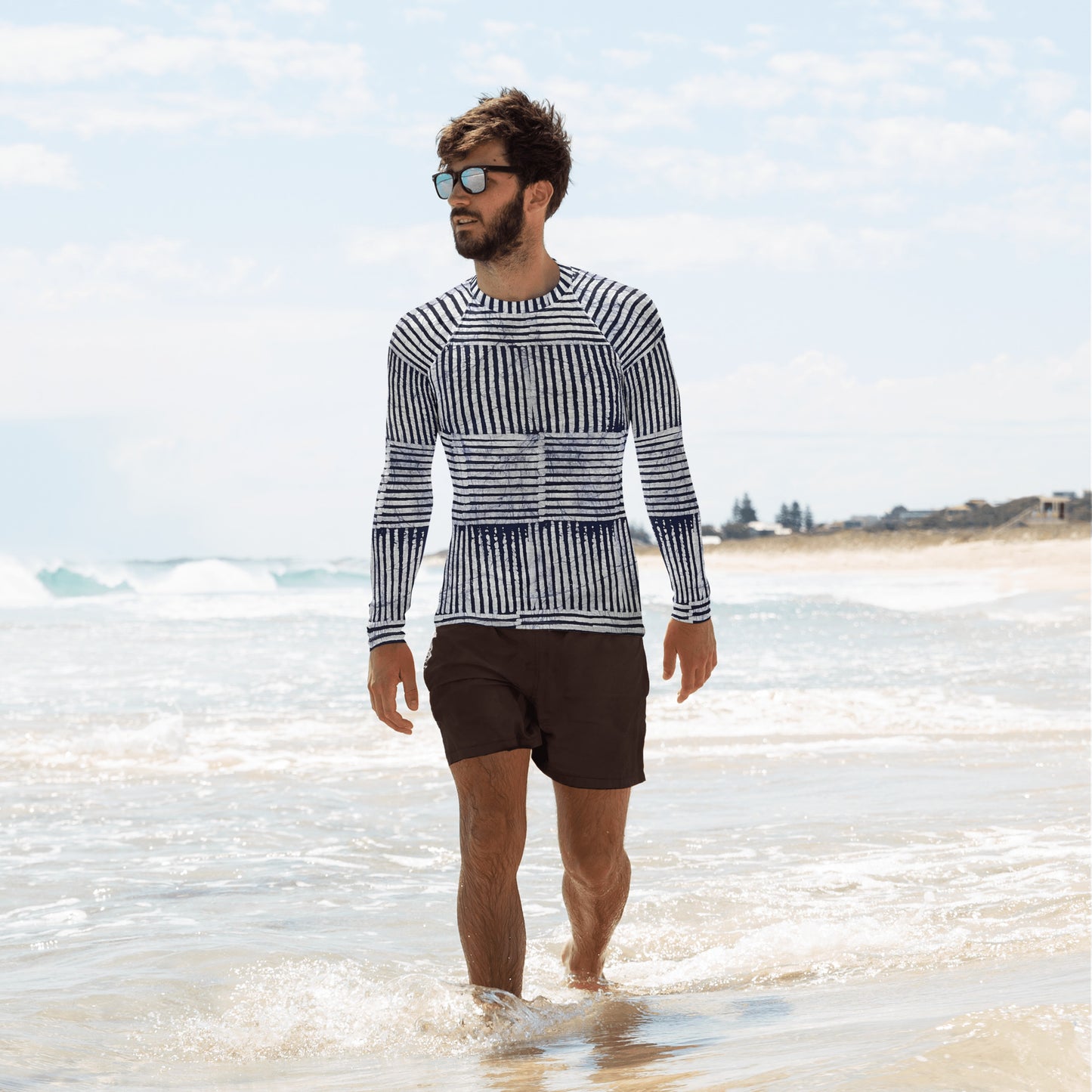 Stripey Adire Men's Rash Guard