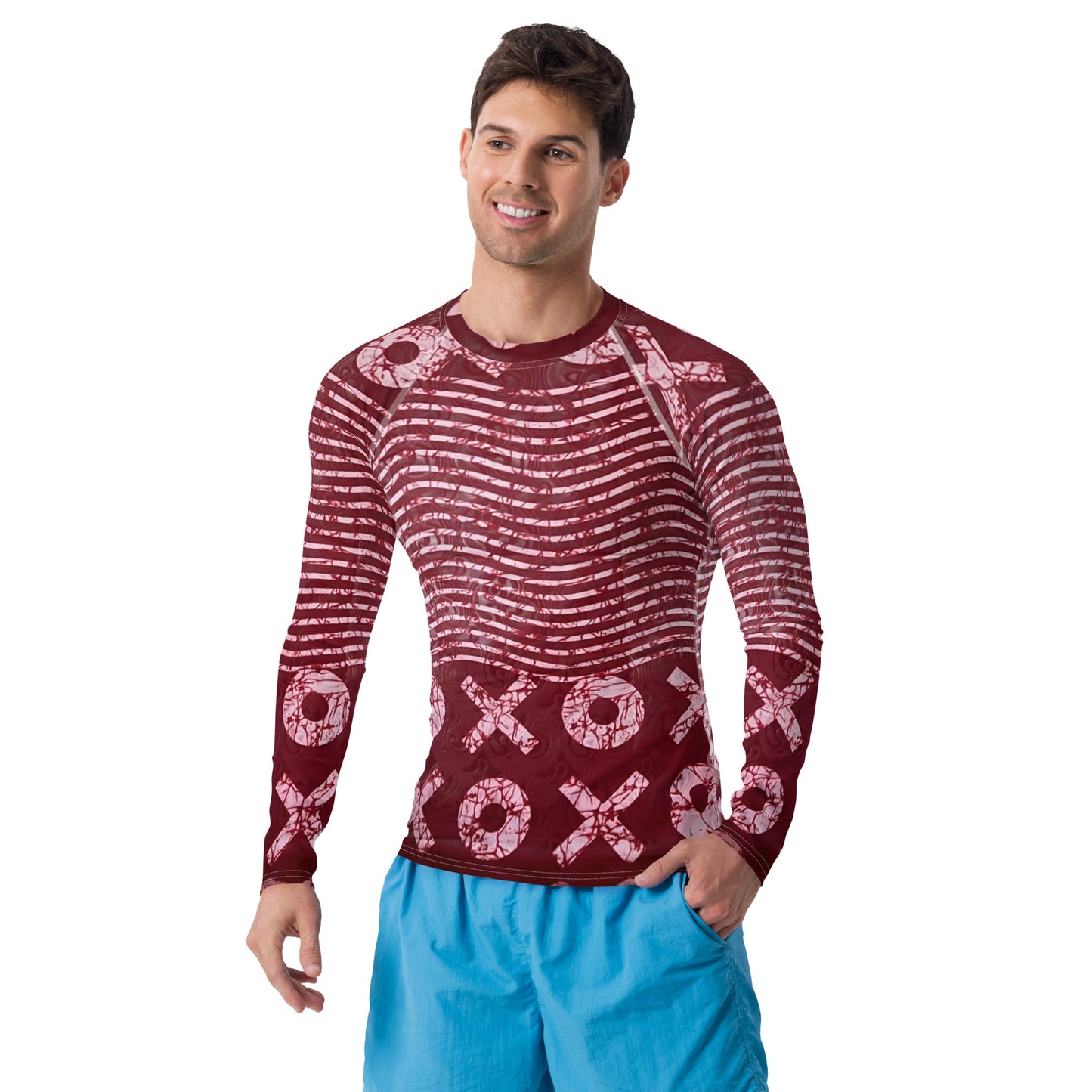 Red XO Adire Men's Rash Guard