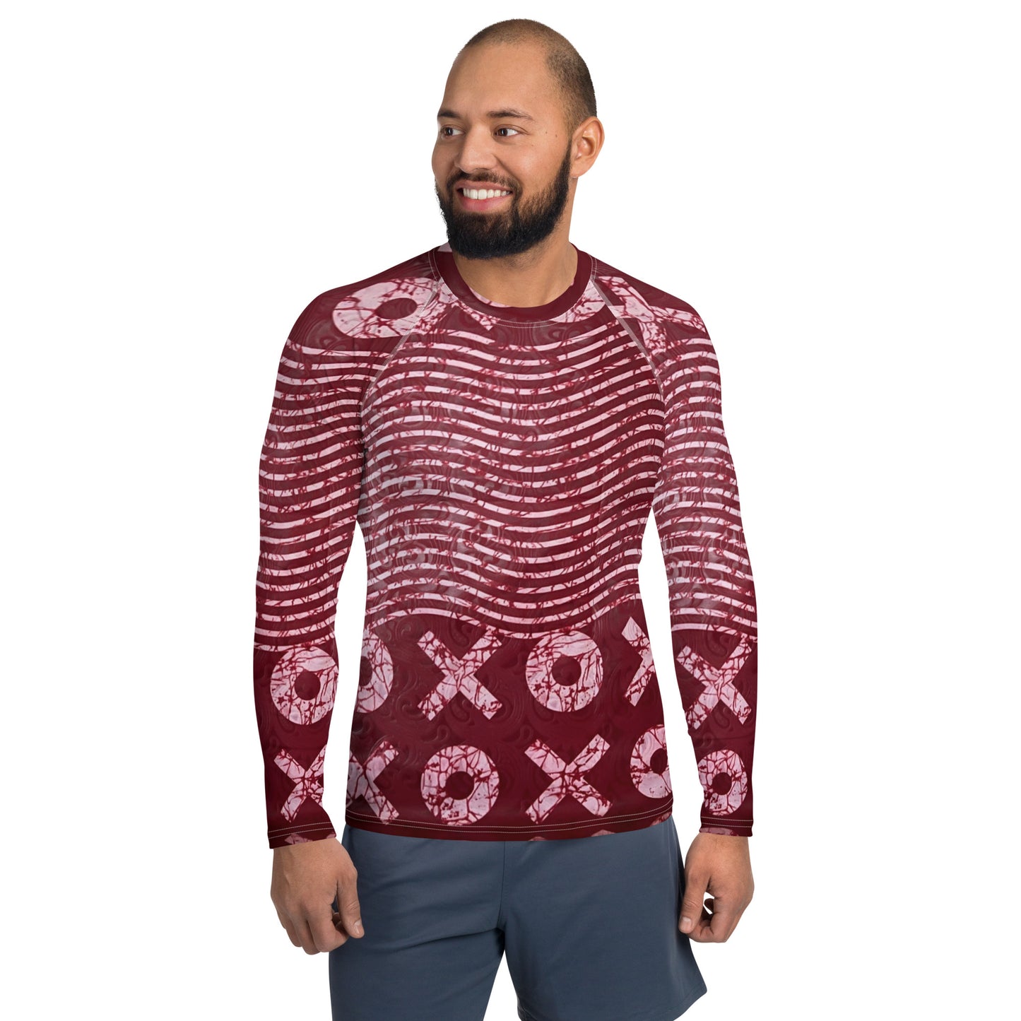 Red XO Adire Men's Rash Guard