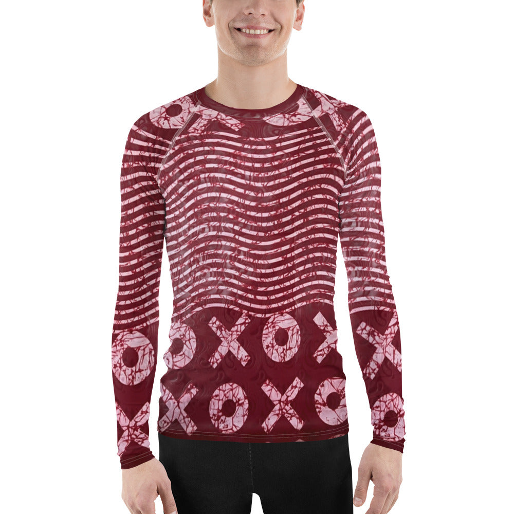 Red XO Adire Men's Rash Guard