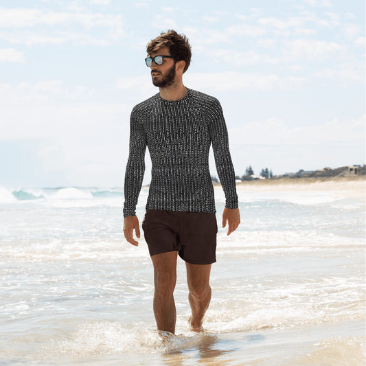 Grey Stripe Adire Men's Rash Guard