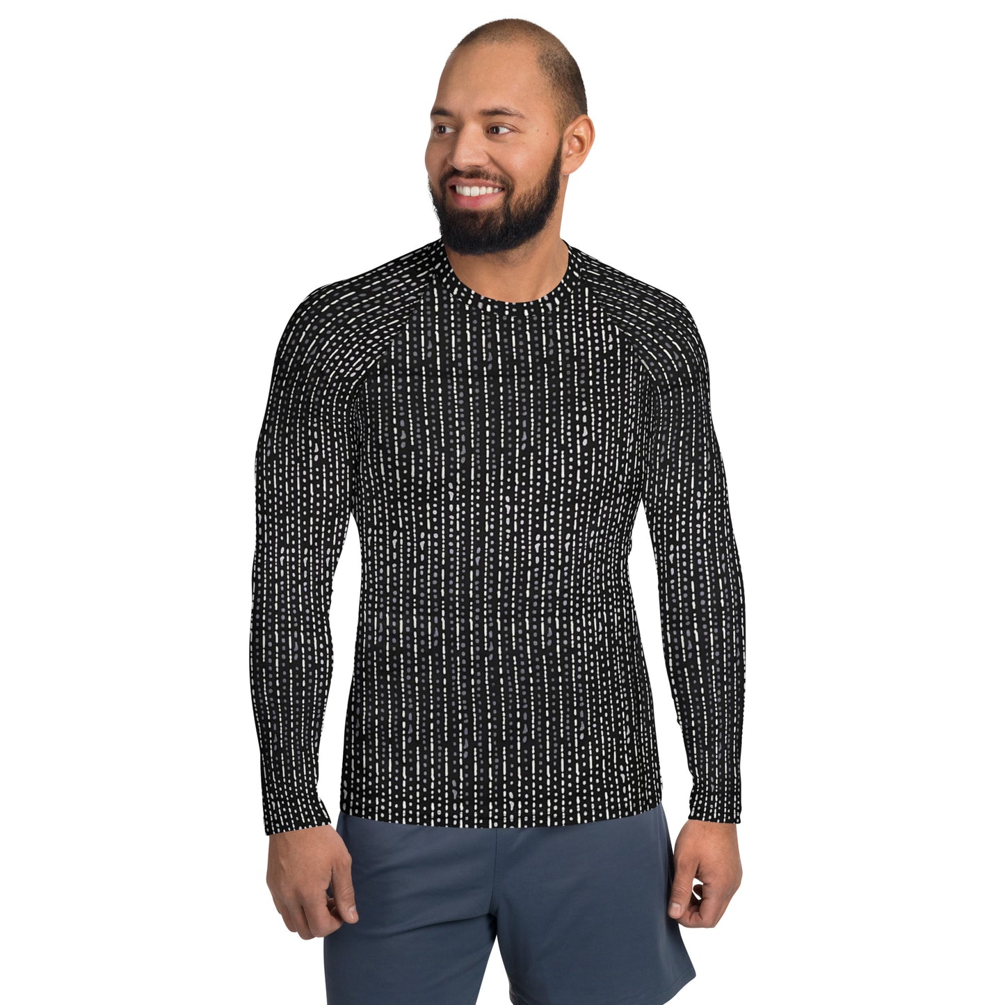 Grey Stripe Adire Men's Rash Guard