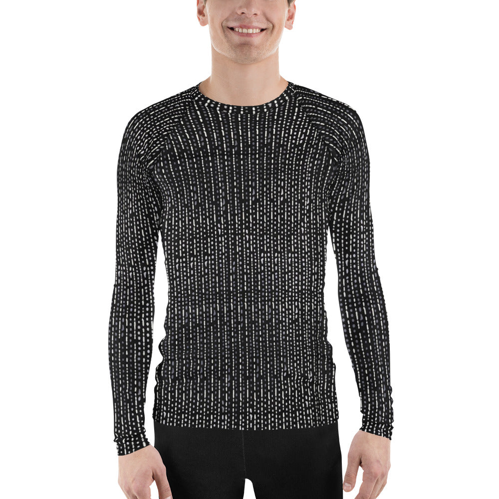 Grey Stripe Adire Men's Rash Guard