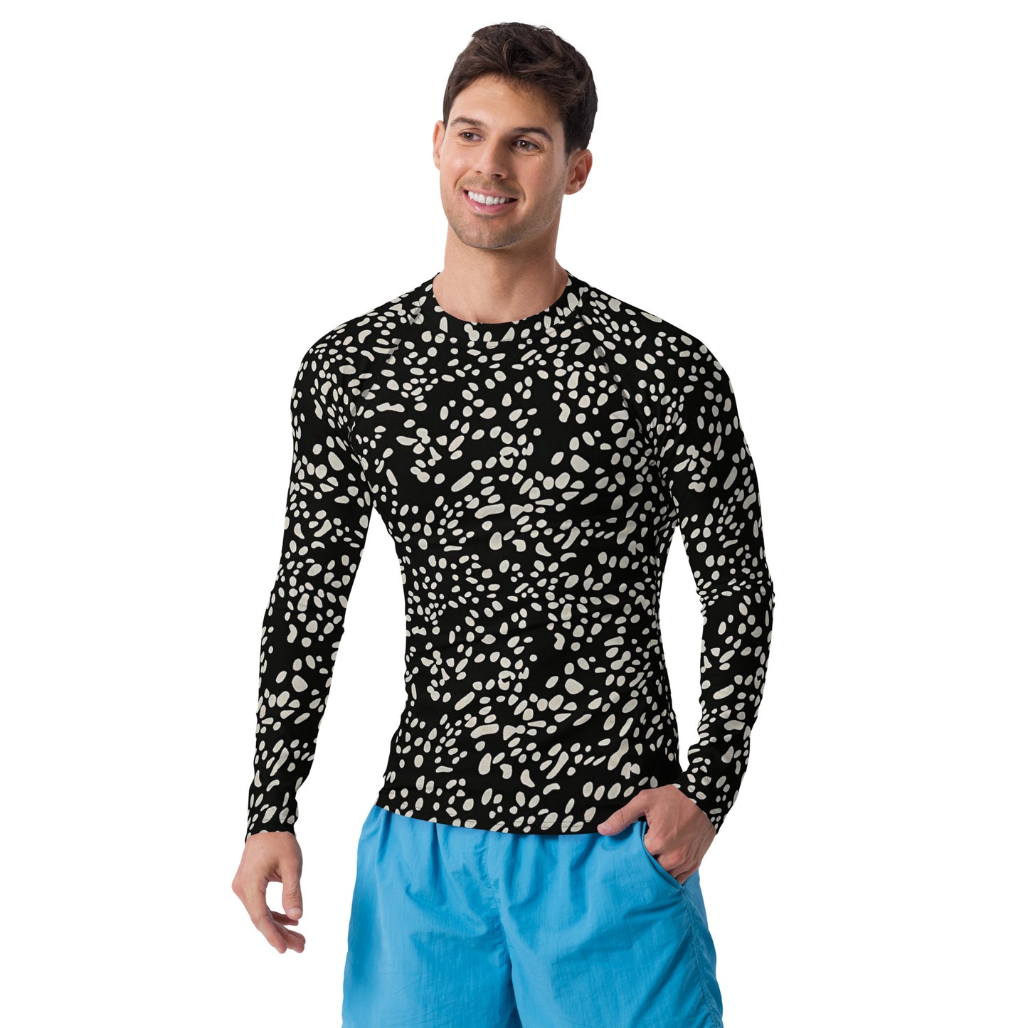 White Dots Adire Men's Rash Guard