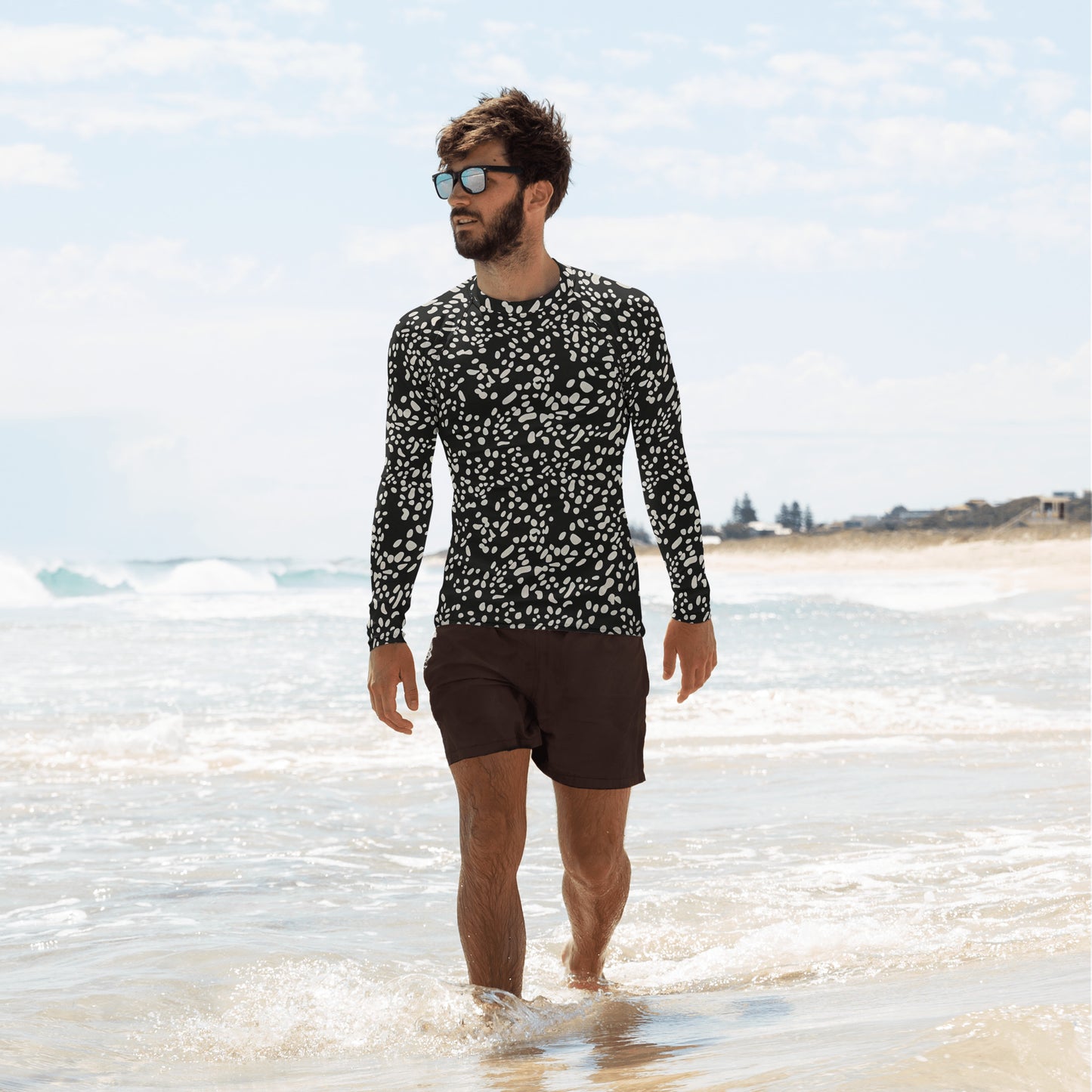 White Dots Adire Men's Rash Guard