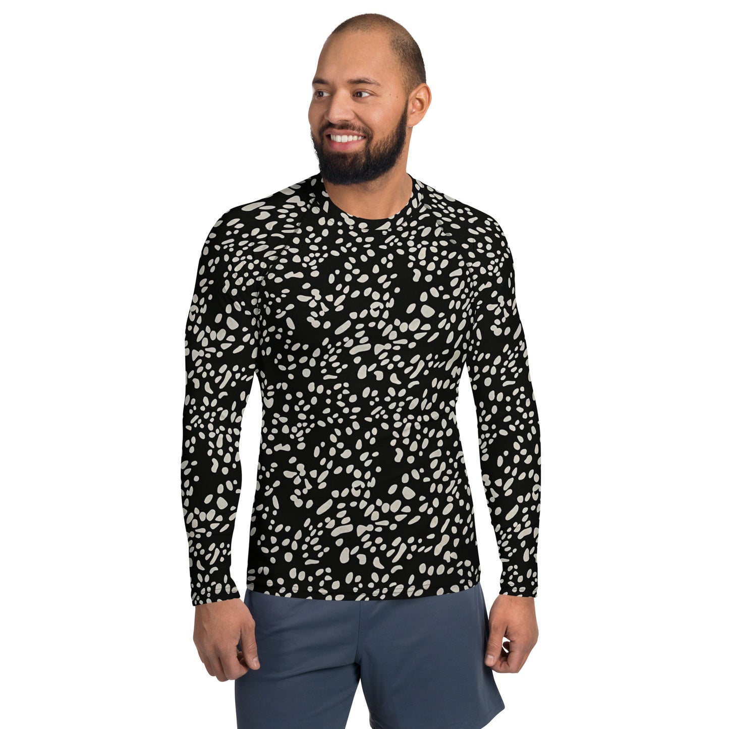 White Dots Adire Men's Rash Guard