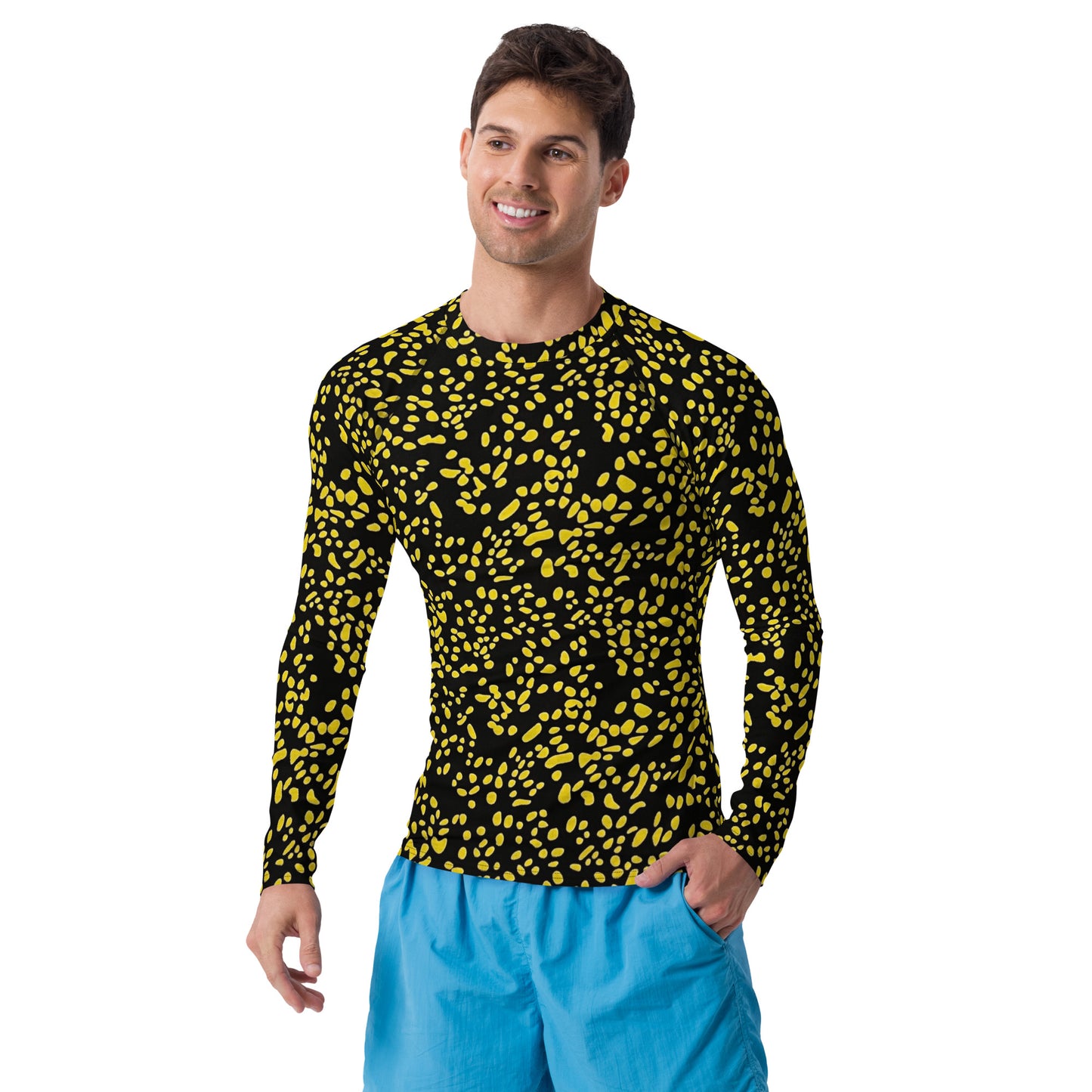 Yellow Dots Adire Men's Rash Guard