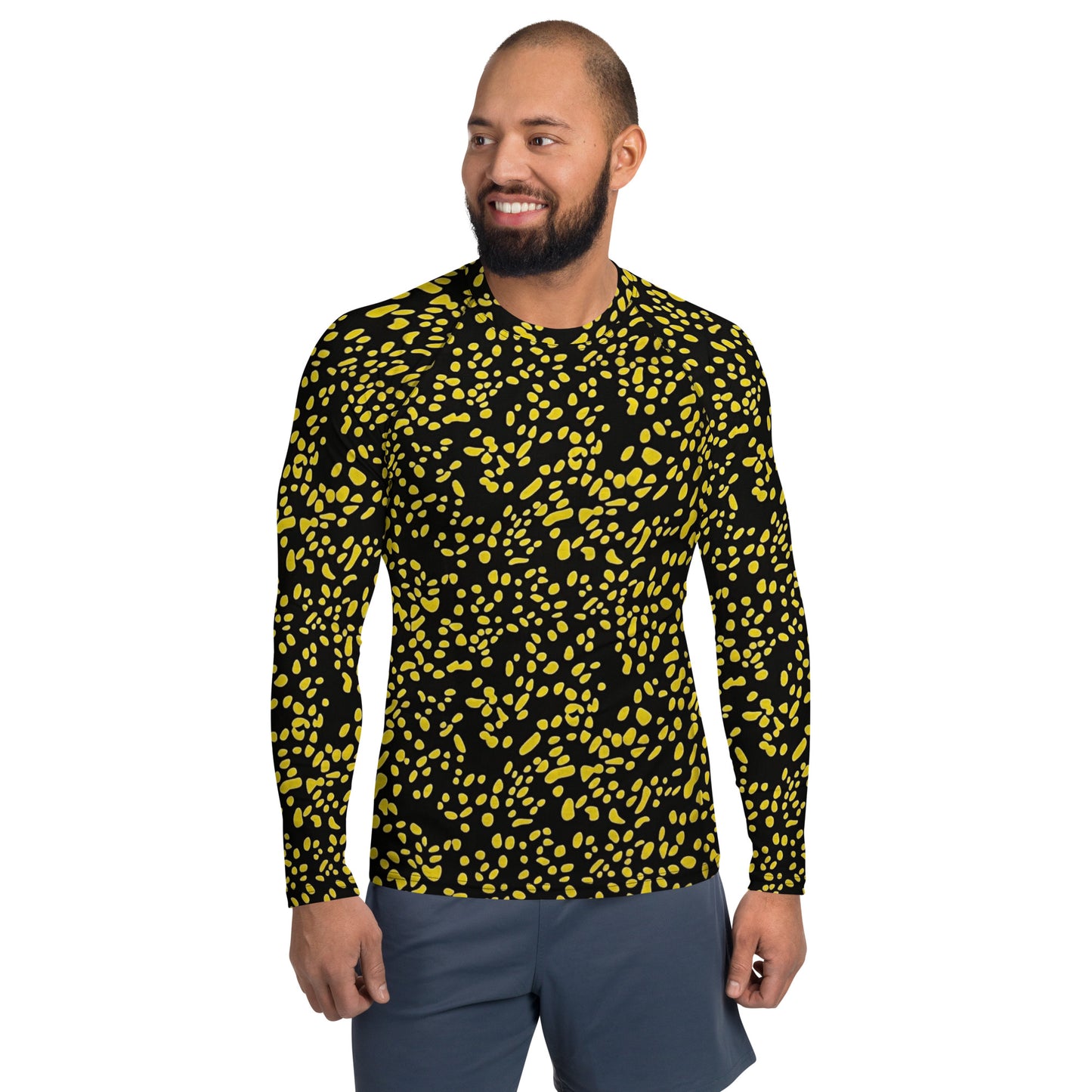 Yellow Dots Adire Men's Rash Guard