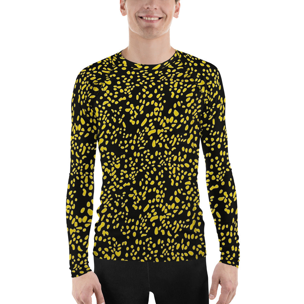 Yellow Dots Adire Men's Rash Guard