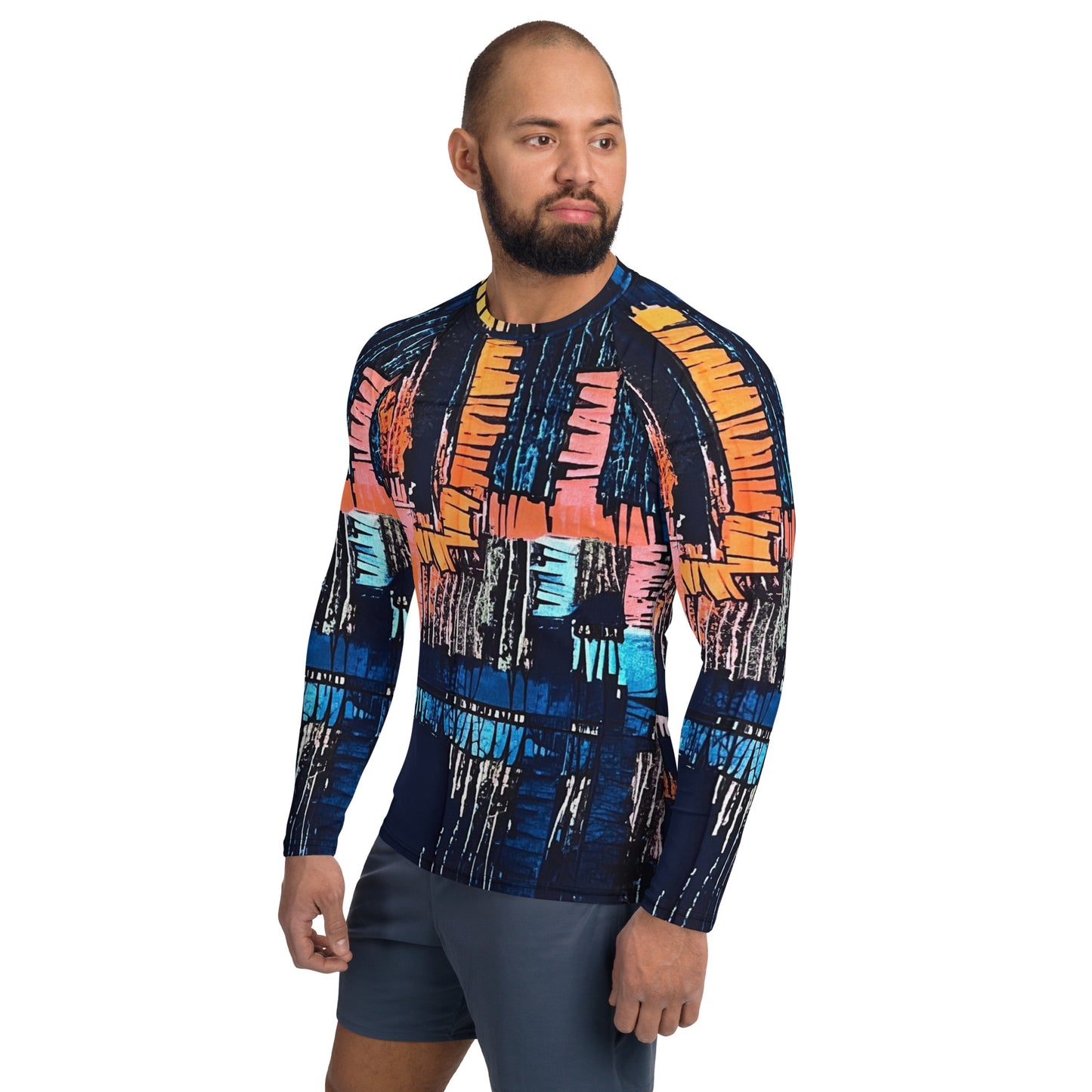 Colourful Adire Men's Rash Guard