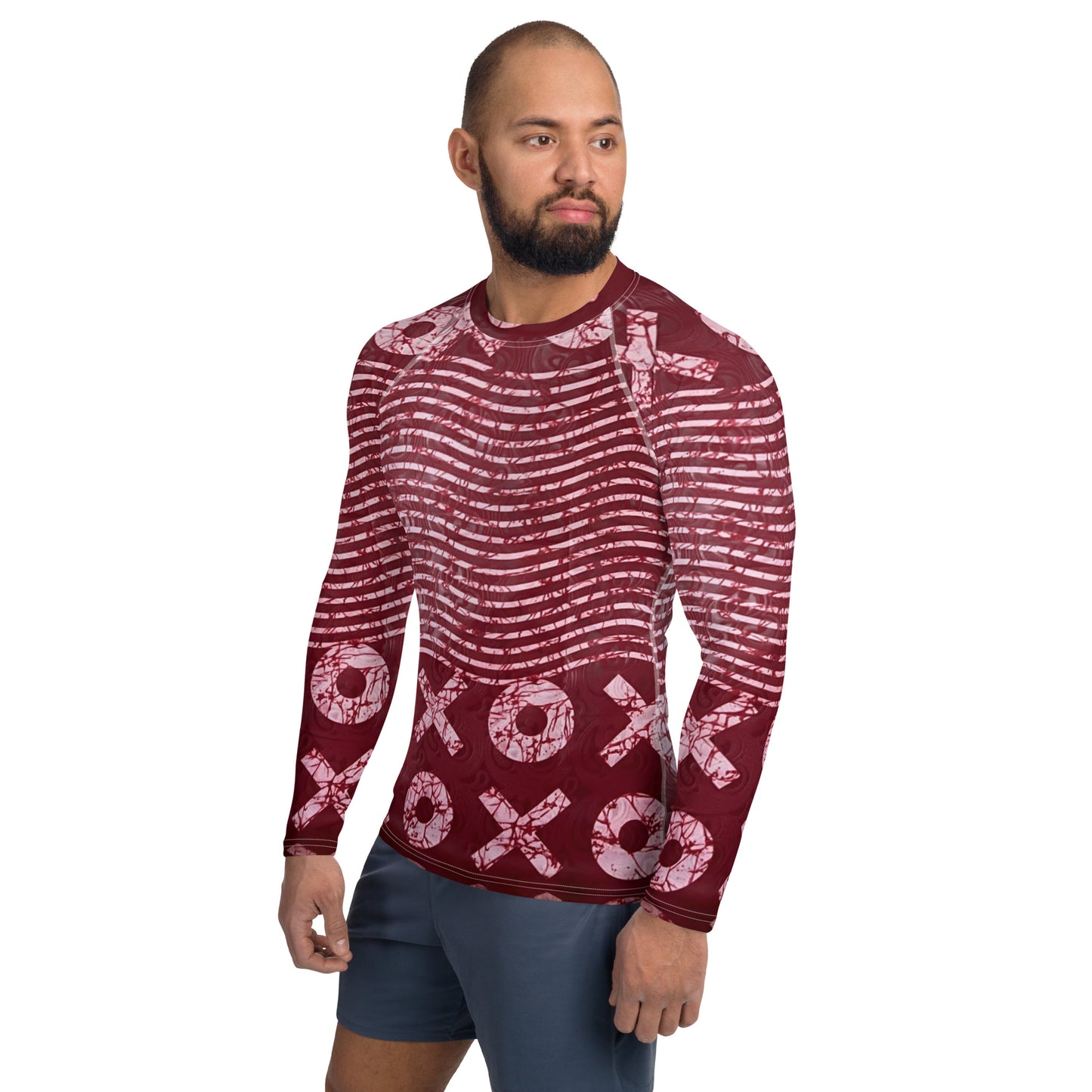 Red XO Adire Men's Rash Guard