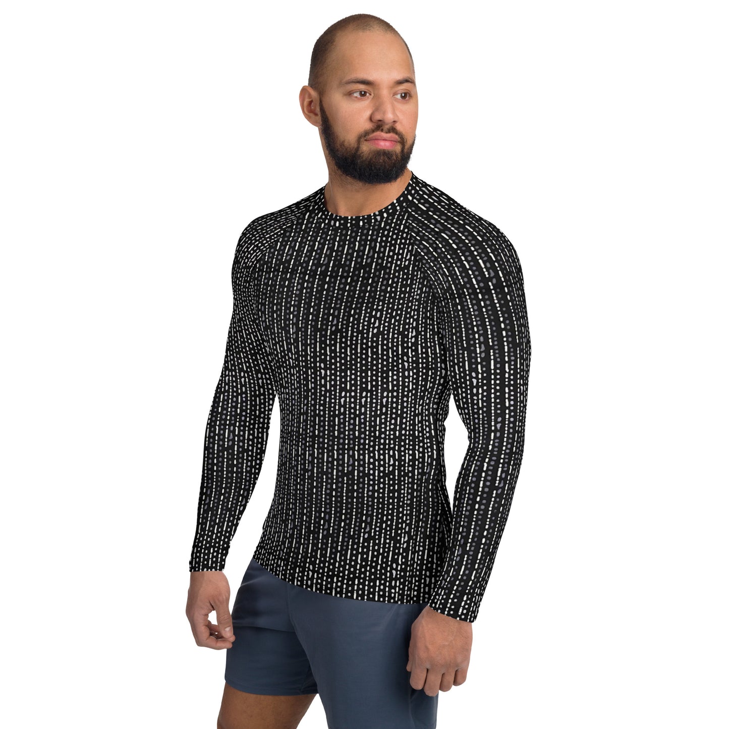 Grey Stripe Adire Men's Rash Guard