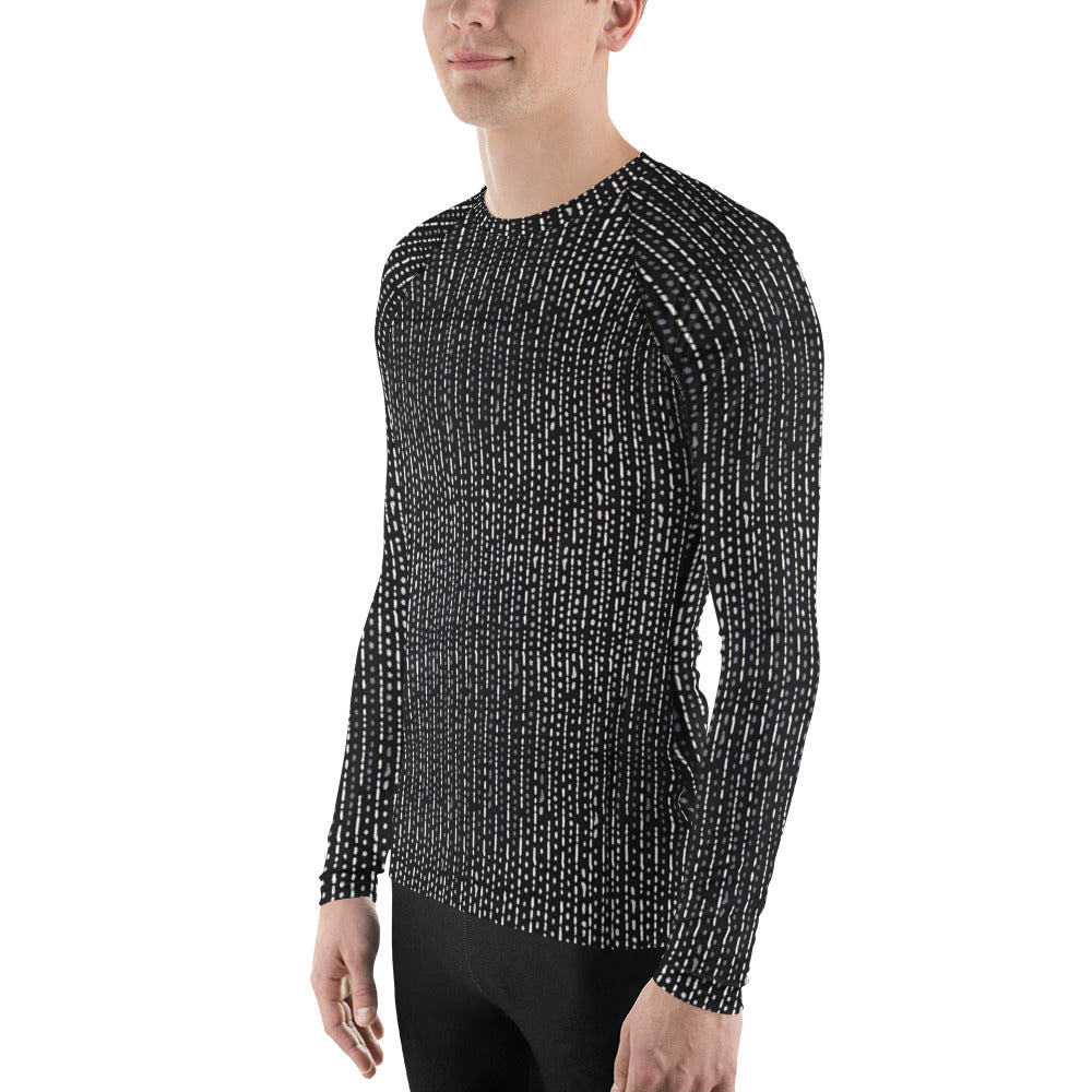 Grey Stripe Adire Men's Rash Guard