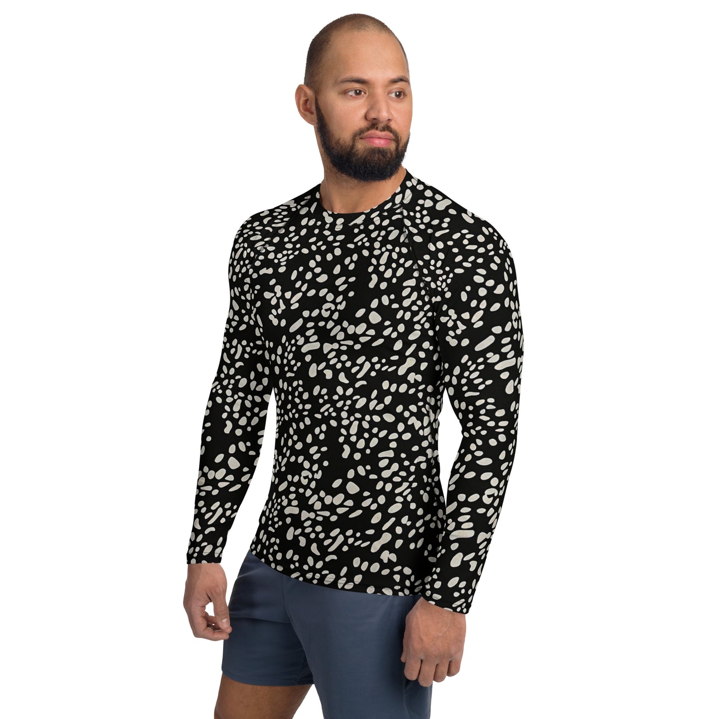 White Dots Adire Men's Rash Guard