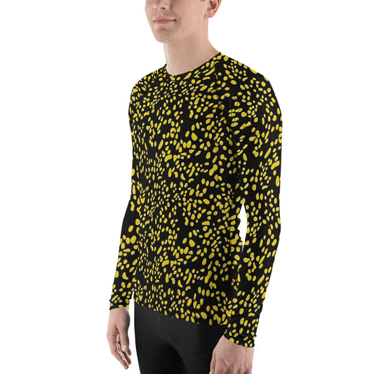 Yellow Dots Adire Men's Rash Guard