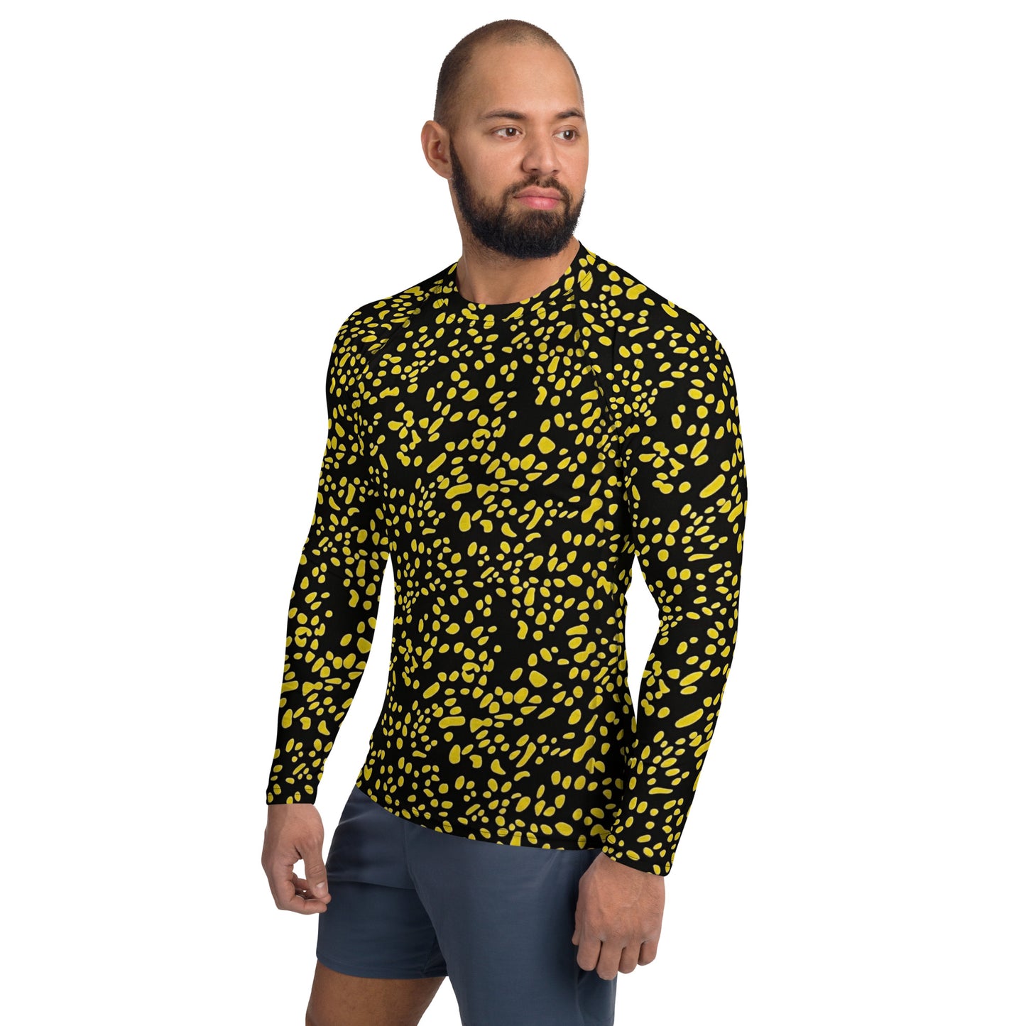 Yellow Dots Adire Men's Rash Guard