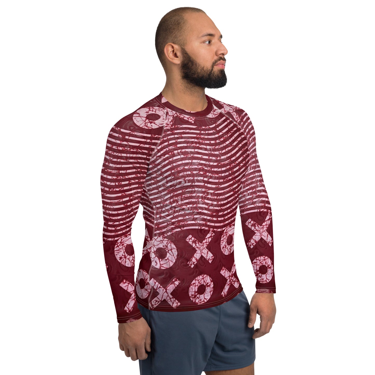 Red XO Adire Men's Rash Guard