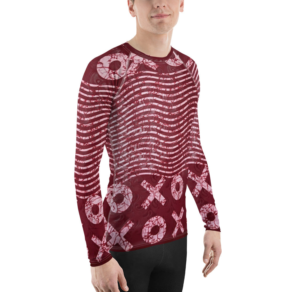 Red XO Adire Men's Rash Guard