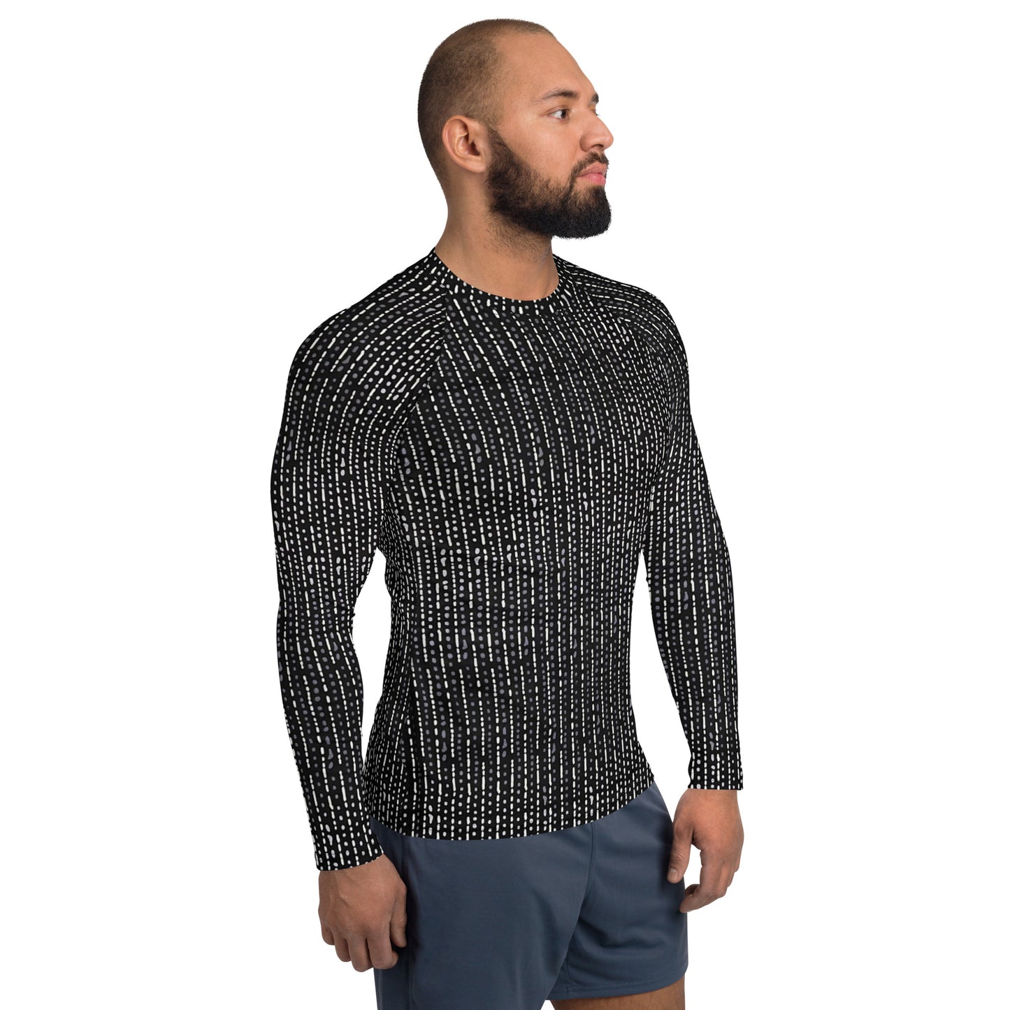 Grey Stripe Adire Men's Rash Guard