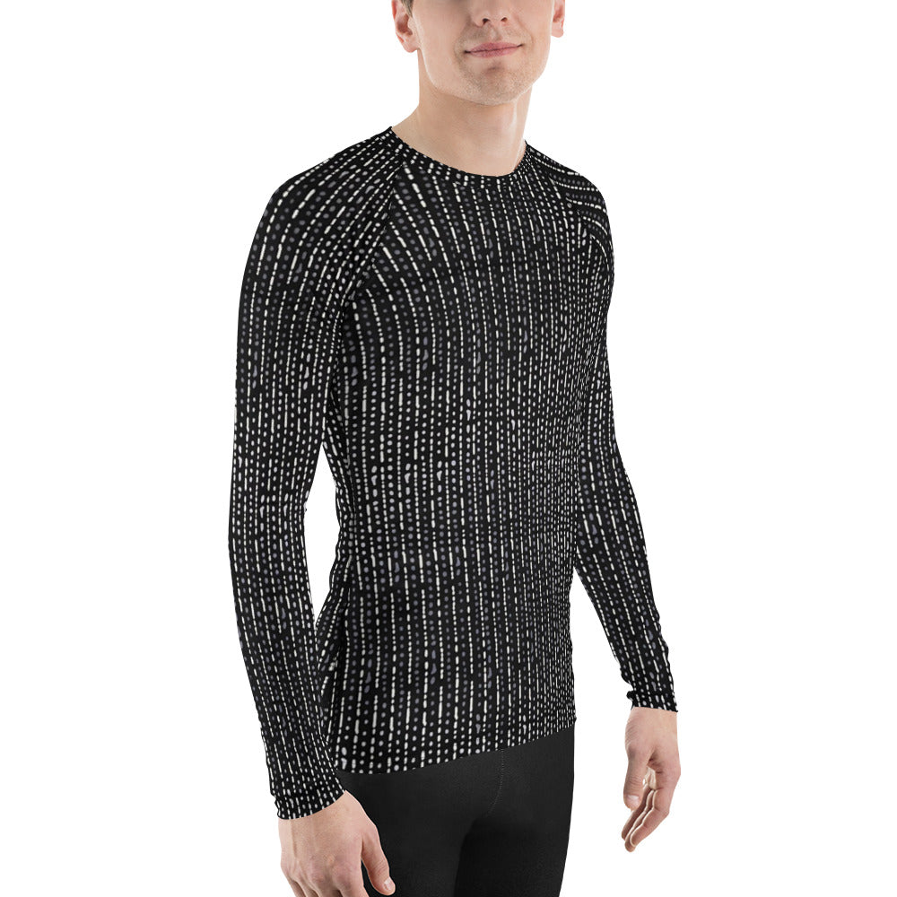 Grey Stripe Adire Men's Rash Guard