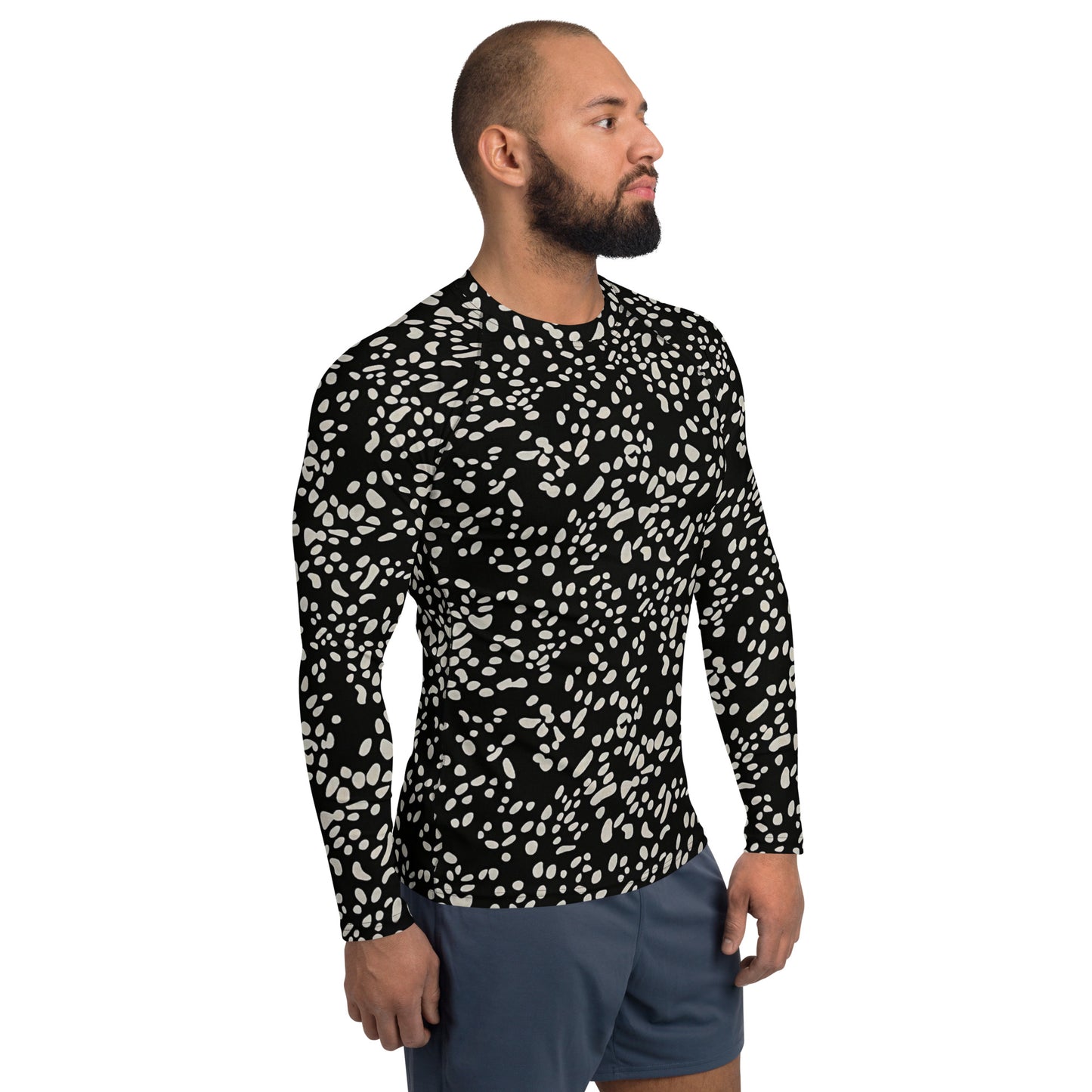 White Dots Adire Men's Rash Guard