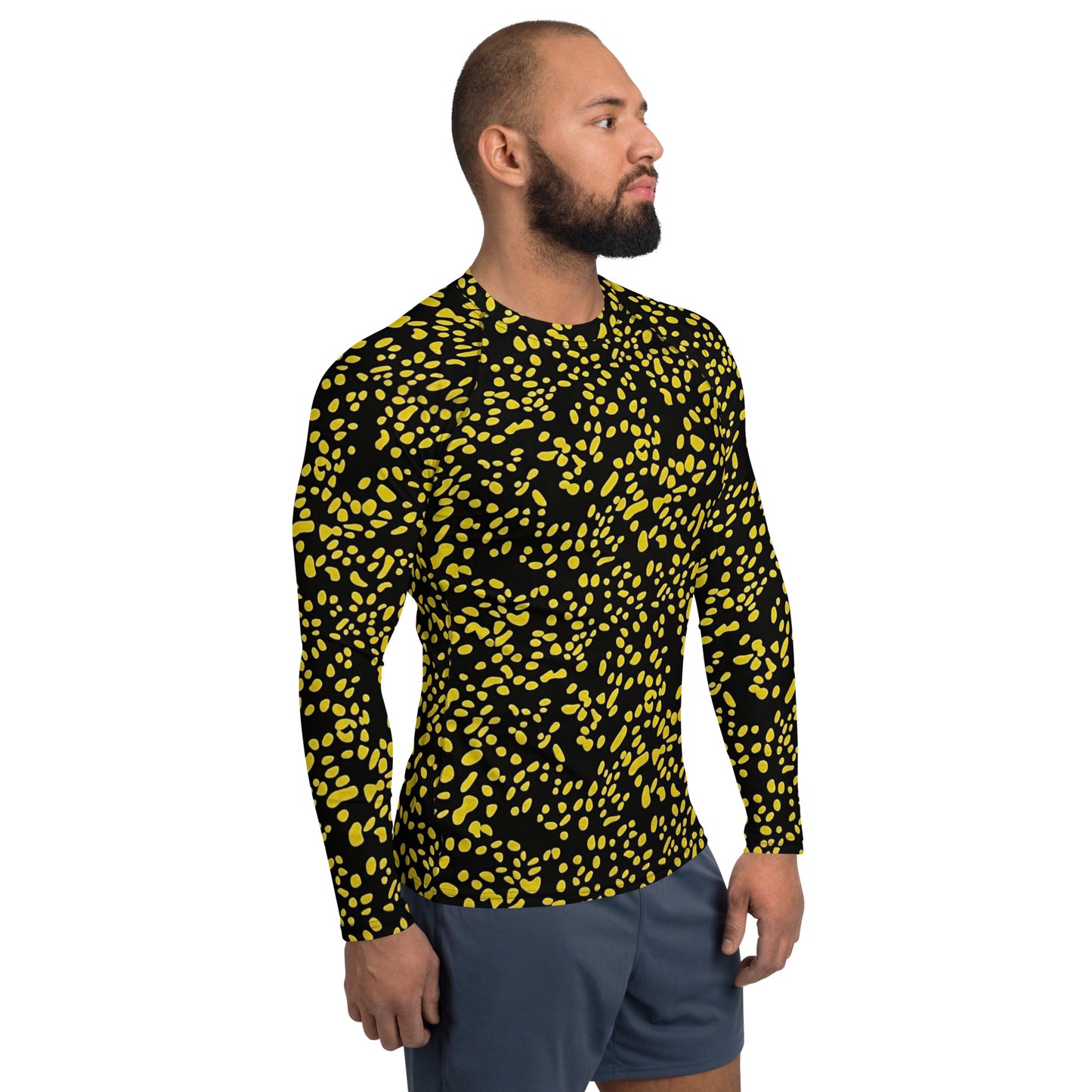 Yellow Dots Adire Men's Rash Guard