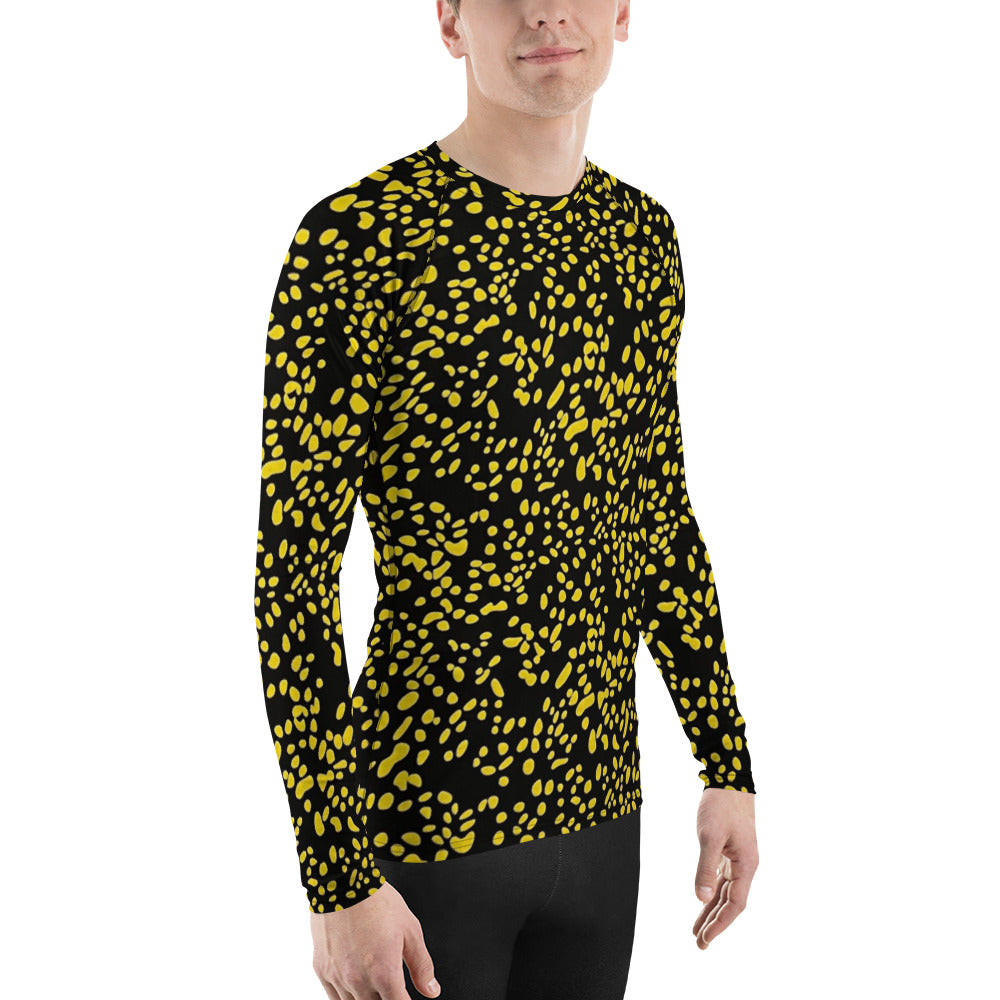 Yellow Dots Adire Men's Rash Guard