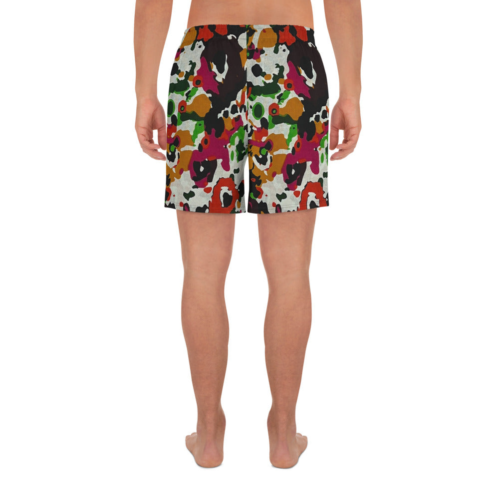 Multicolour Paint Ankara Men's Recycled Athletic Shorts