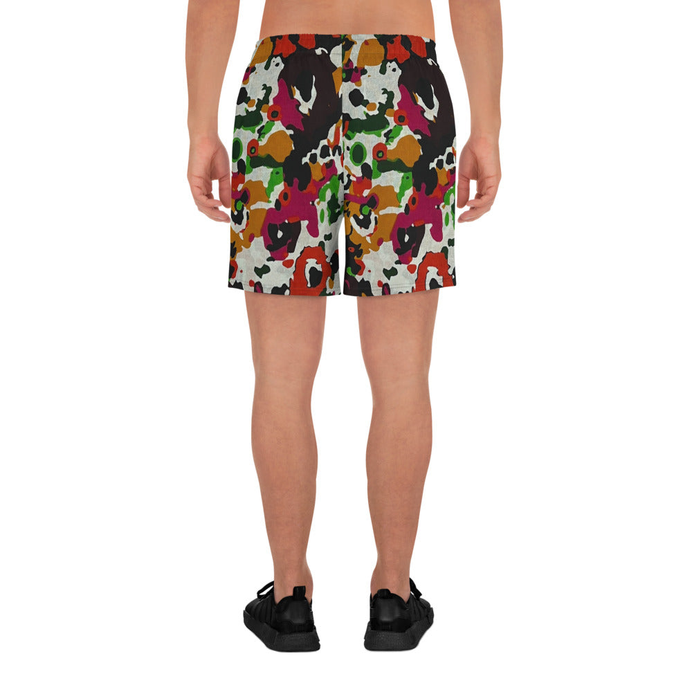 Multicolour Paint Ankara Men's Recycled Athletic Shorts