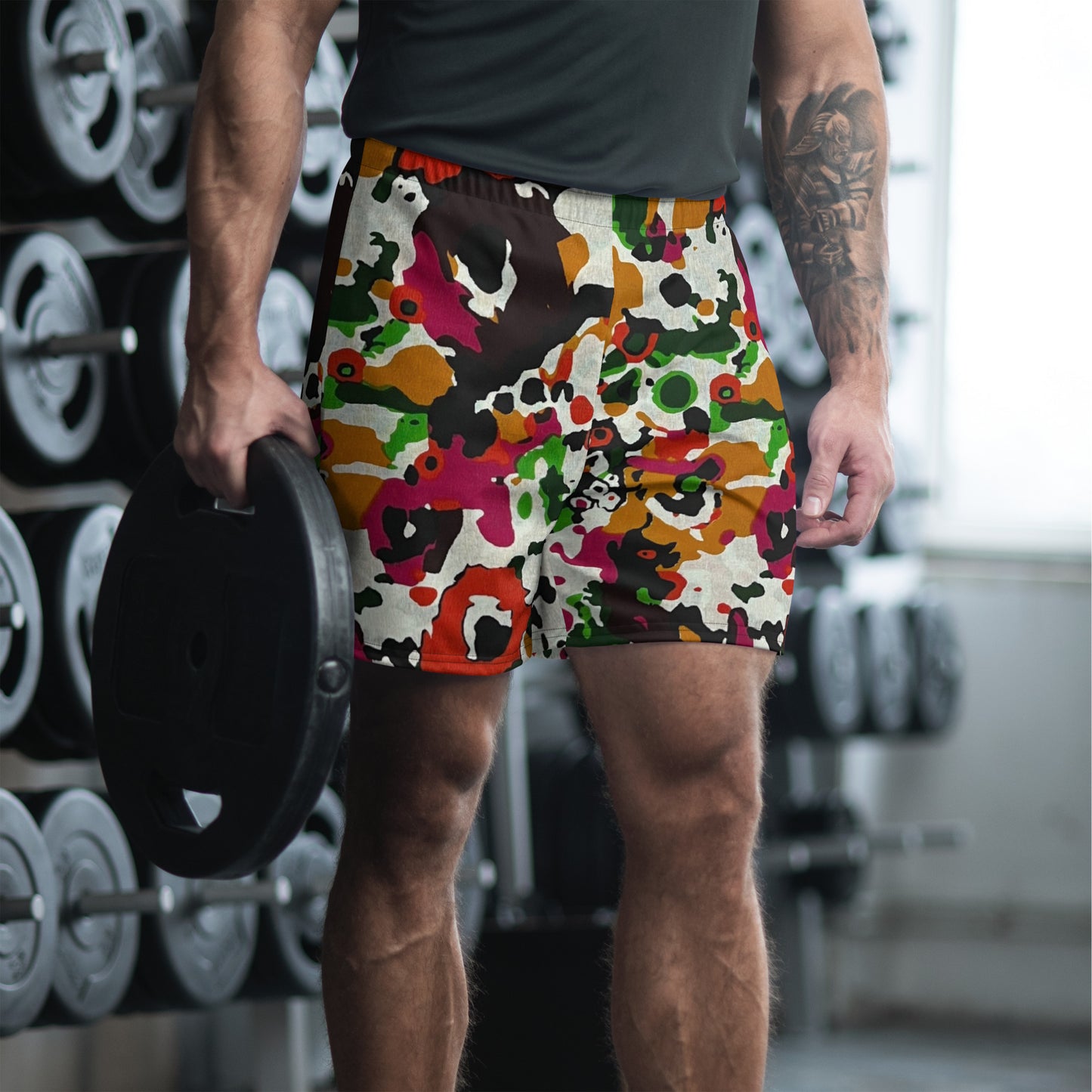 Multicolour Paint Ankara Men's Recycled Athletic Shorts