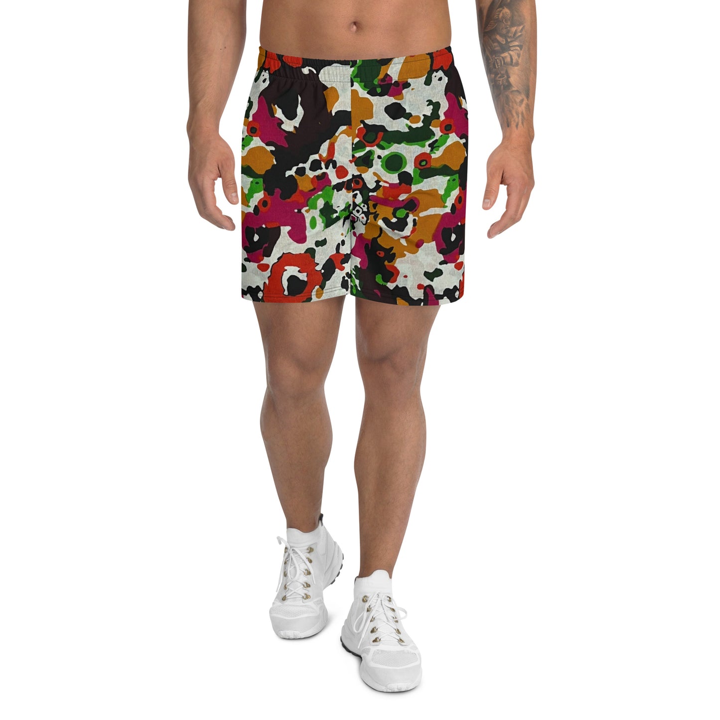 Multicolour Paint Ankara Men's Recycled Athletic Shorts