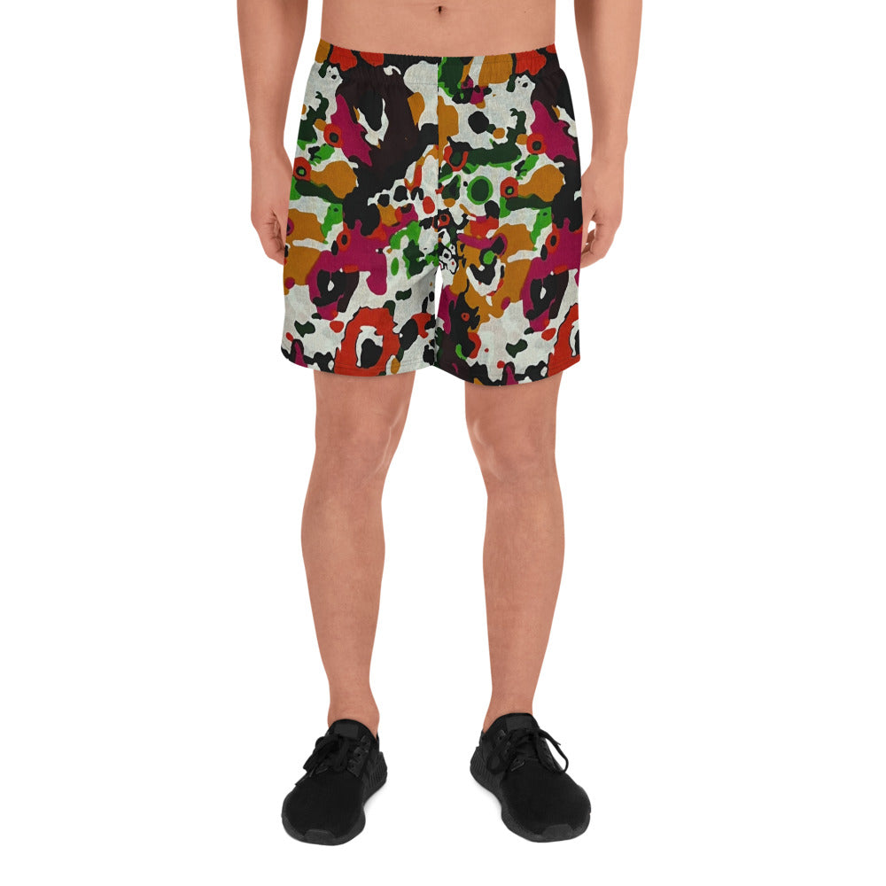 Multicolour Paint Ankara Men's Recycled Athletic Shorts