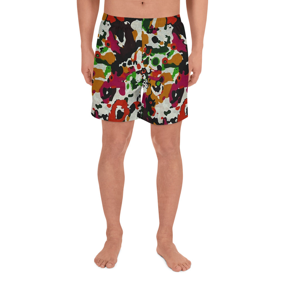 Multicolour Paint Ankara Men's Recycled Athletic Shorts