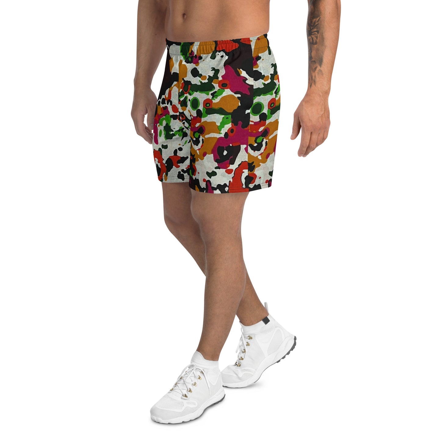 Multicolour Paint Ankara Men's Recycled Athletic Shorts